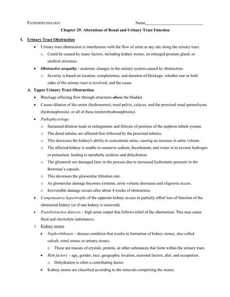 Name Chapter Alterations Of Renal And Urinary Tract Function I