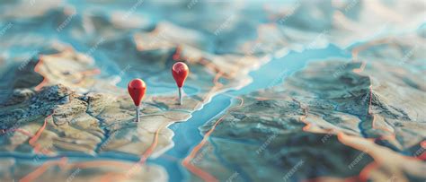 premium photo vivid route map  destination pins concept travel