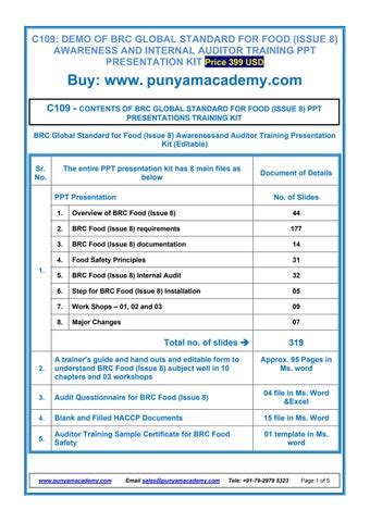 Brc Food Issue Awareness And Auditor Training By Punyam Academy Issuu