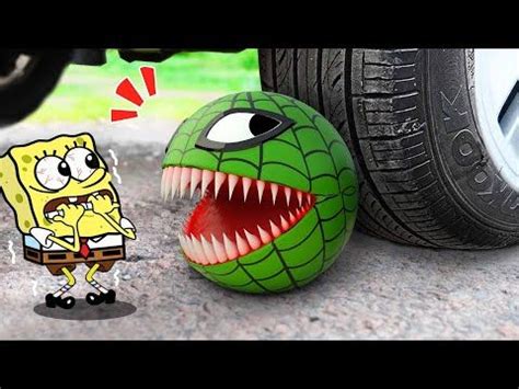 How Funny Car Crushing Spongebob Vs Watermelon Pacman Crushing