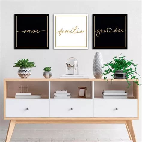 Conjunto Quadros Decorativos Quarto Amor Família Gratidão MercadoLivre