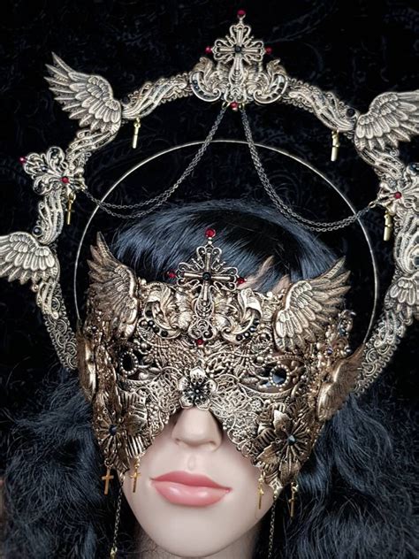 Set Angel Halo And Blind Mask Gothic Headpiece Gothic Halo Etsy