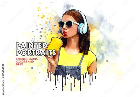 Paint Drip Portrait Stock Template | Adobe Stock