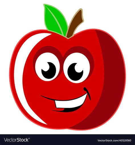 Apple smiley cartoon face artwork Royalty Free Vector Image