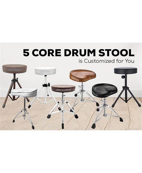 5 Core Drum Throne • Height Adjustable Guitar Stool • Thick Padded