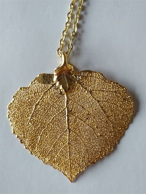 Gold Aspen Leaf Necklace Gem