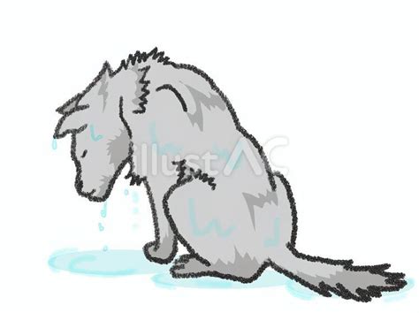 雨に濡れる野良犬イラスト - No: 24258735／無料イラスト/フリー素材なら「イラストAC」