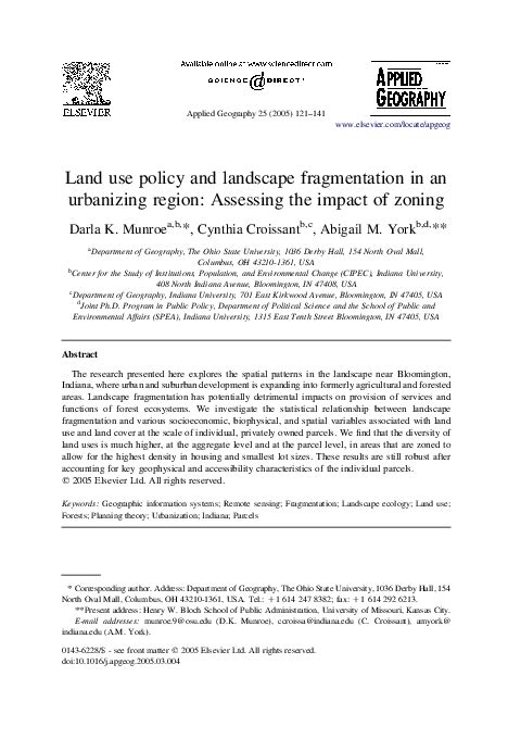 Pdf Land Use Policy And Landscape Fragmentation In An Urbanizing