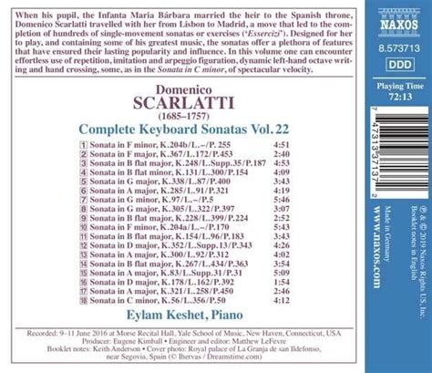 Domenico Scarlatti Complete Keyboard Sonatas Vol 22 Eylam Keshet