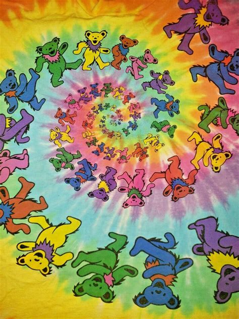 Grateful Dead Dancing Bears 90s Spiral Tie Dye Size X… Gem