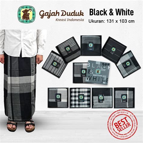 Jual Sarung GAJAH DUDUK Black White Hitam Putih Cap Original Asli