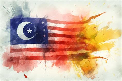 Premium Photo | Watercolor painting flag of malaysia hand drawing brush ...