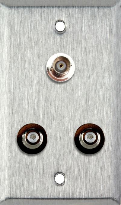 My Custom Shop 1 Gang Stainless Steel Wall Plate W 2 RCA Barrels And 1