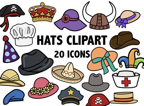 PARTY HAT CLIPART Hand drawn hat icons Printable accessory | Etsy