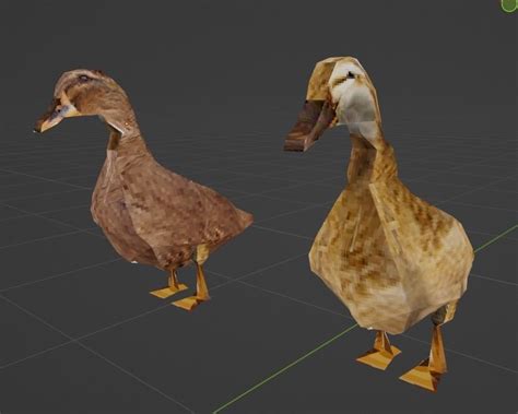 3D Model 2 Ducks Ps1 Retro Style Low Poly Models VR AR Low Poly