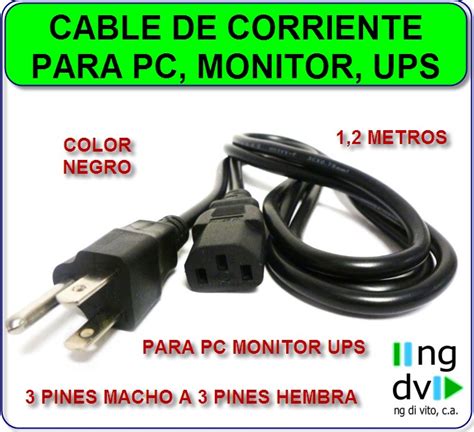 Cable Poder Corriente Energia Para Pc Cpu Monitor Ups Ng Bs