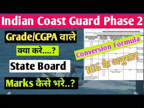 Coastguard Phase Second Marks Kaise Bhare Conversion Formula