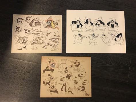 walt disney  gun mickey peg leg pete model sheet group
