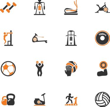 Sport Equipments Icons Set Hand Art Dumbbell Vector Hand Art