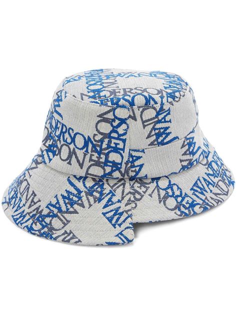 Jw Anderson Asymmetric Logo Print Bucket Hat Farfetch