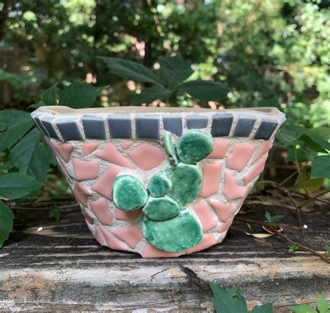 Cactus Mosaic Pot T For Plant Lover Ceramic Mosaic Art With