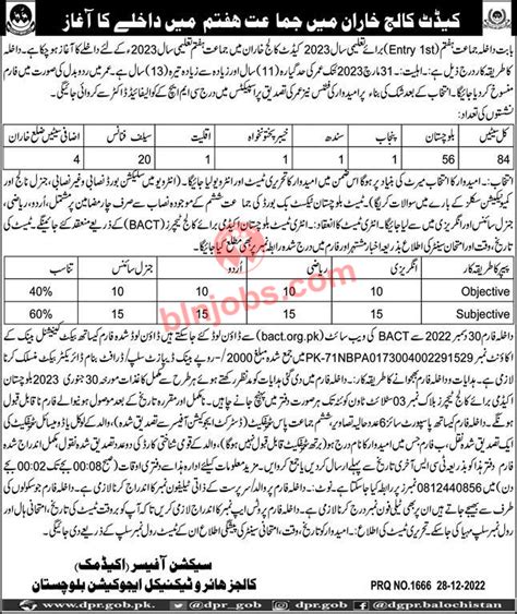 Cadet College Kharan Admission 2023 - Balochistan Jobs