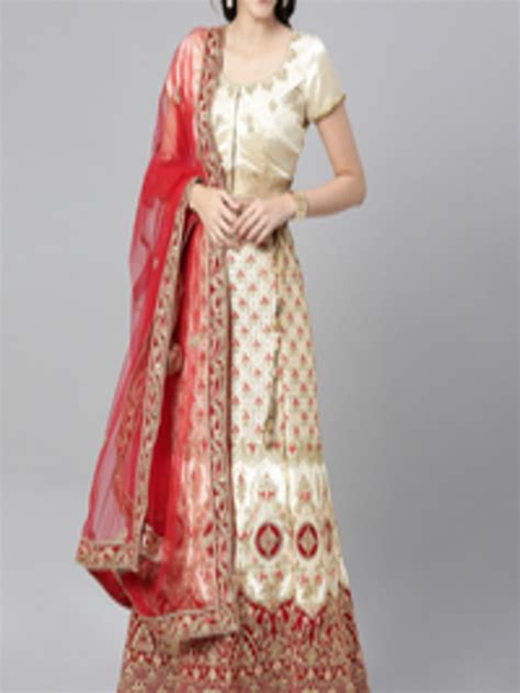 Buy The Chennai Silks Cream Coloured Red Embroidered Ready To Wear