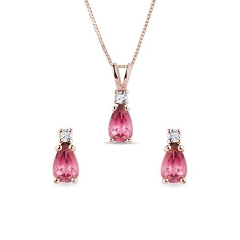 Ensemble de bijoux en or rose avec tourmalines | KLENOTA