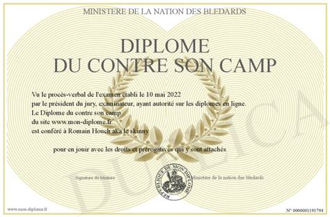 Diplome Du Contre Son Camp