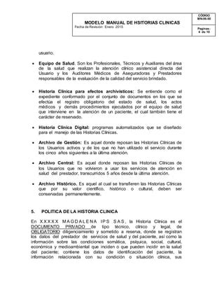 Modelo Manual De Historias Clinicas Pdf