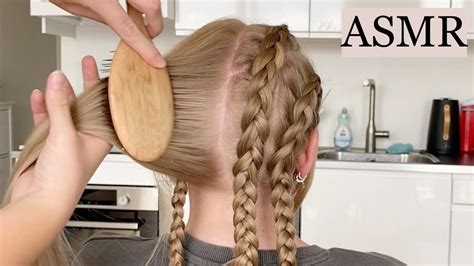 Asmr Braided Hairstyle Dutch Braids Relaxation Hair Play