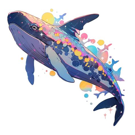 Baleia Desenho Colorido - Um desenho colorido de uma baleia com uma baleia azul nele. | Foto Premium