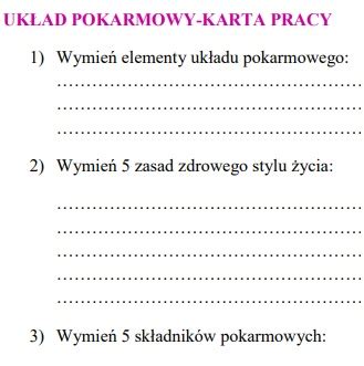 Układ pokarmowy karta pracy Złoty nauczyciel