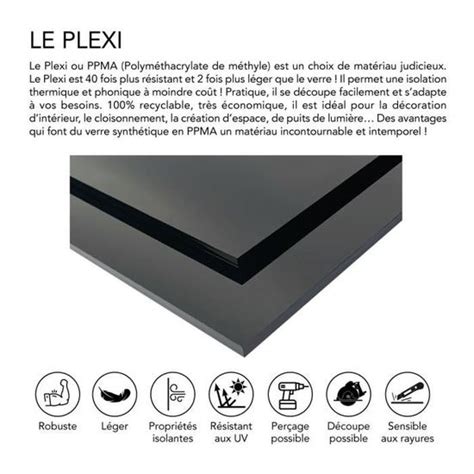 Plaque de plexiglass noir Épaisseur 2 ou 4 mm Plexi PMMA XT Noir