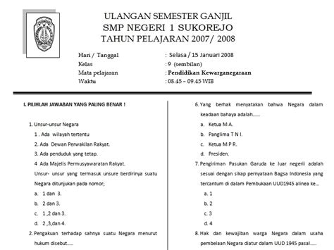 Soal Pkn Kelas Semester Hak Dan Kewajiban Homecare