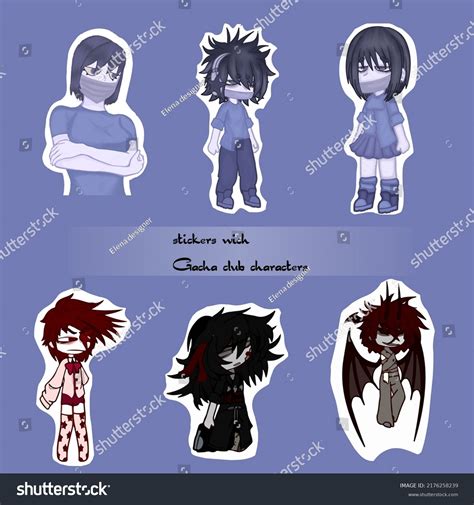 Stickers Gacha Club Characters Characters Gacha Stock Vector (Royalty ...