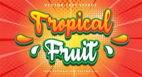 Fruta Tropical D Efecto De Texto Editable Plantilla Adecuada Para