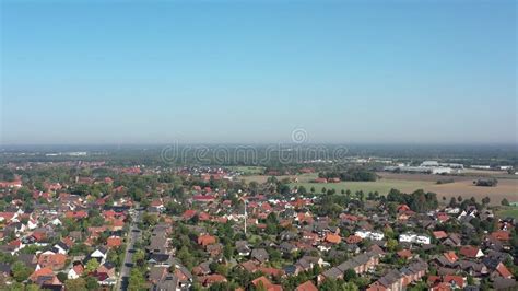 Aerial Photograph With An Overview Of A Small Town In Germany Stock