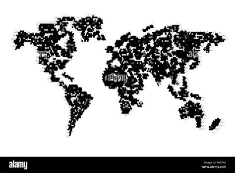 World Map Blue Round Dots Black And White Stock Photos Images Alamy