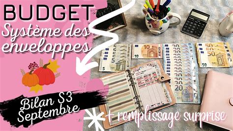 BILAN SEMAINE 3 MOIS DE SEPTEMBRE REMPLISSAGE BUDGET SYSTÈME DES