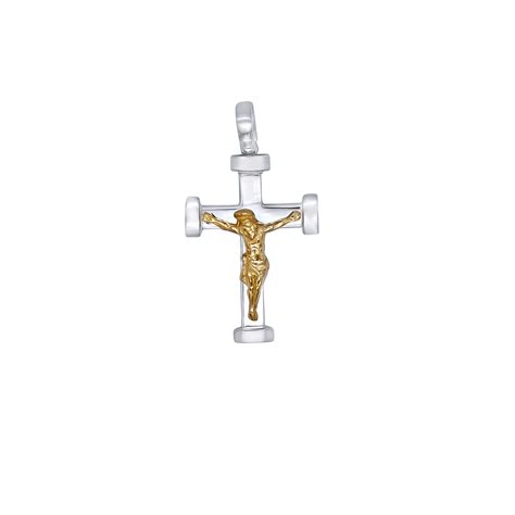 Dual Colored Silver Crucifix Pendant Savelli Religious