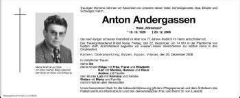 Traueranzeigen Von Anton Andergassen Trauer Bz