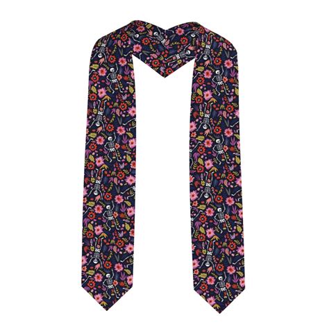 Fuzoiu Dancing Skeletons Floral Garden Print Graduation Sash Graduation