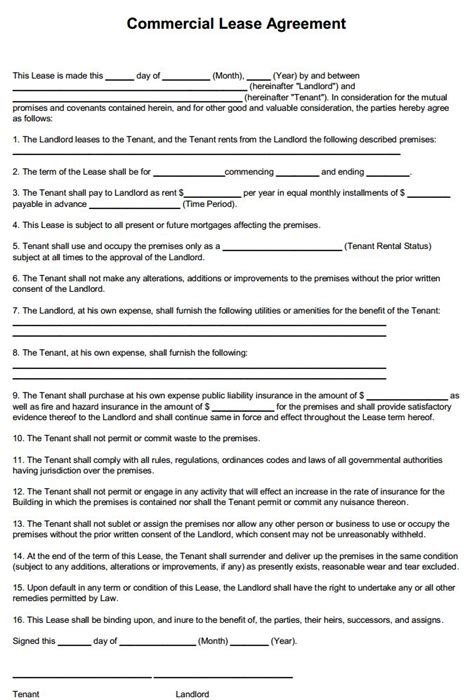 Free Printable Commercial Lease Agreement Printable Agreements In