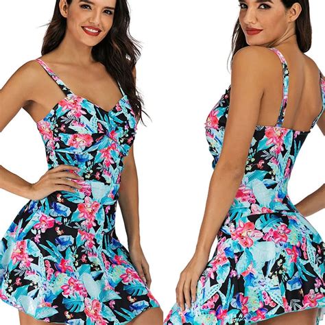 Womens One Piece Swimsuit Flower Skirt Swimwear Plus Size Sexy Swimsuit High End Lady Bathingsuit