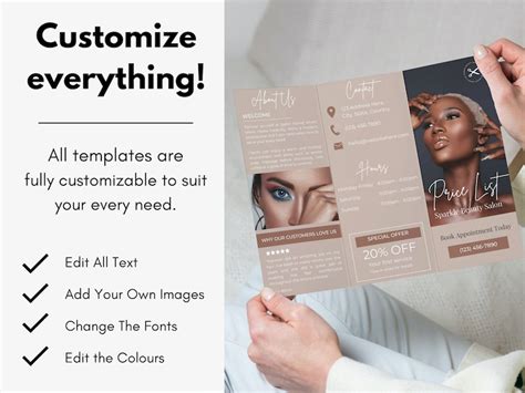 Beauty Salon Trifold Brochure Template Editable Beauty Salon Etsy Canada