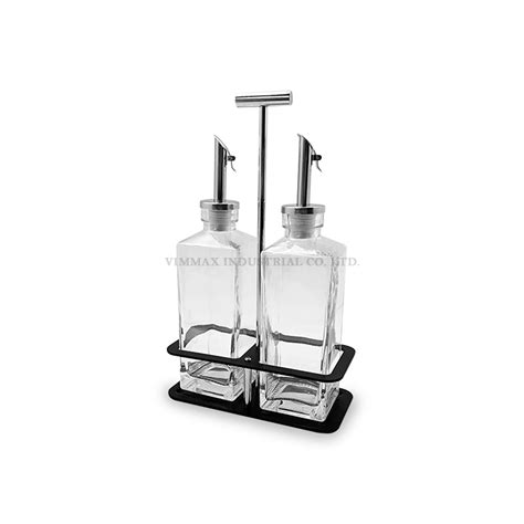 Salt Pepper Shakers And Oil Vinegar Cruet Set With Holder WK0487ST