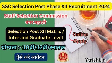 SSC Selection Post Phase XII Recruitment 2024 SSC Selection Post