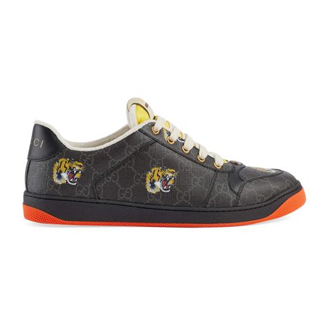 Gucci Screener Sneaker With Tiger Print In Black For Men Lyst