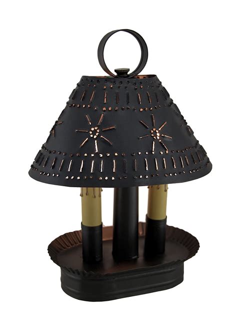 Zeckos Smokey Black Finish 2 Light Punched Tin Accent Lamp